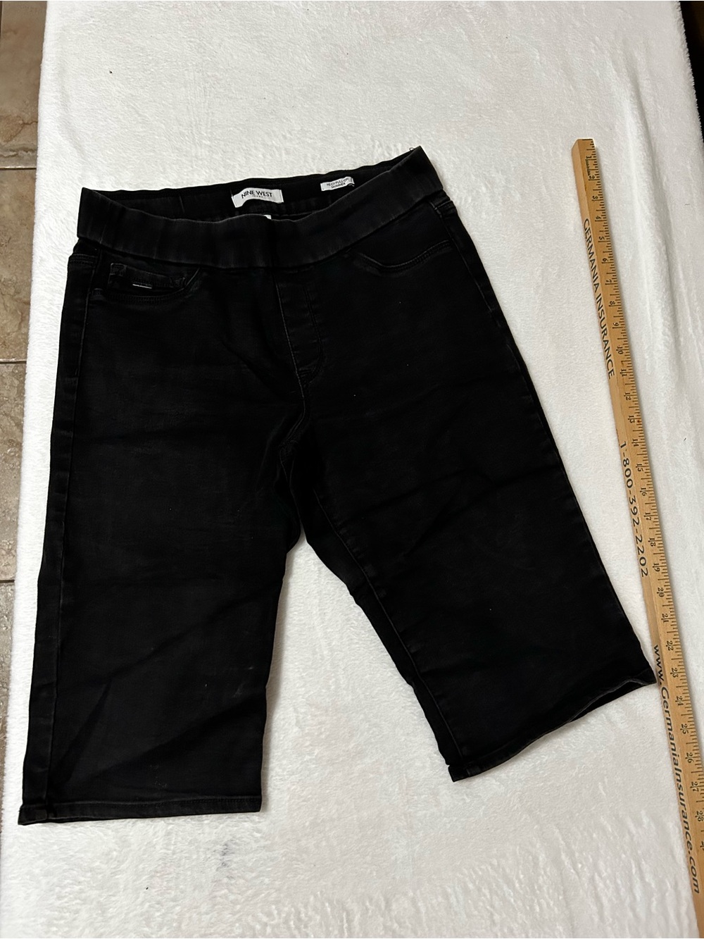 Nine West Black Cropped Stretch Bermuda Jean Shorts